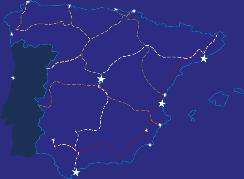 Mapa de conexiones logísticas de España